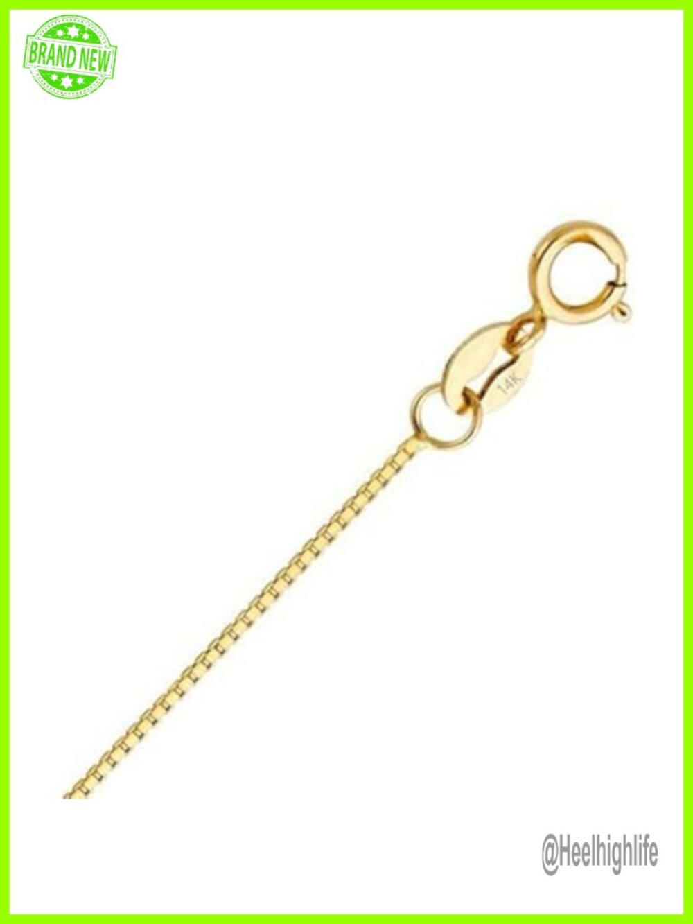 14K Solid Gold Box Chain Necklace Spring Ring Clasp Women Men Jewelry Gift